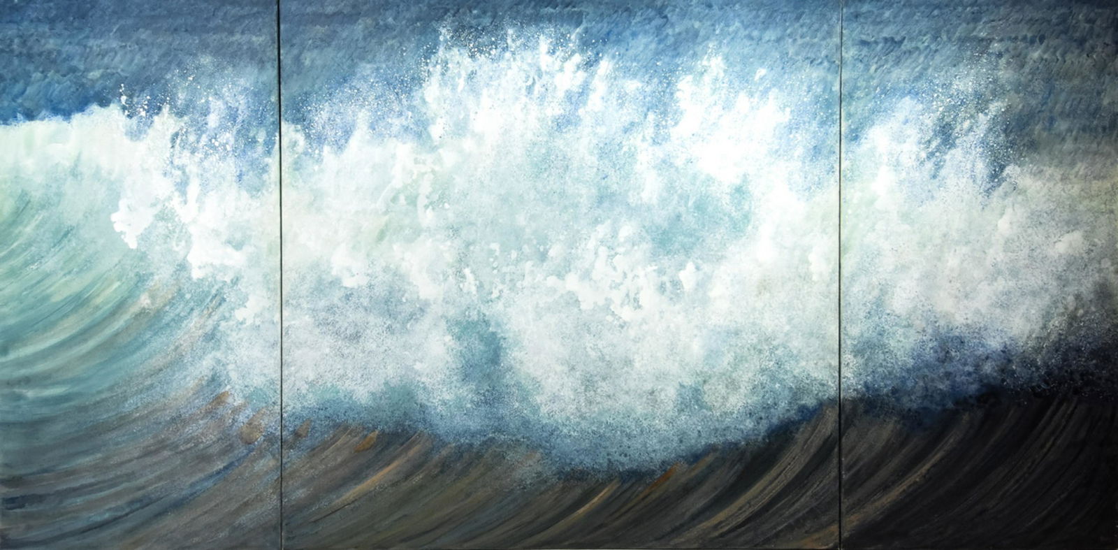 Rosamond Berg "New England Wave" Triptych Painting (1 of 9)