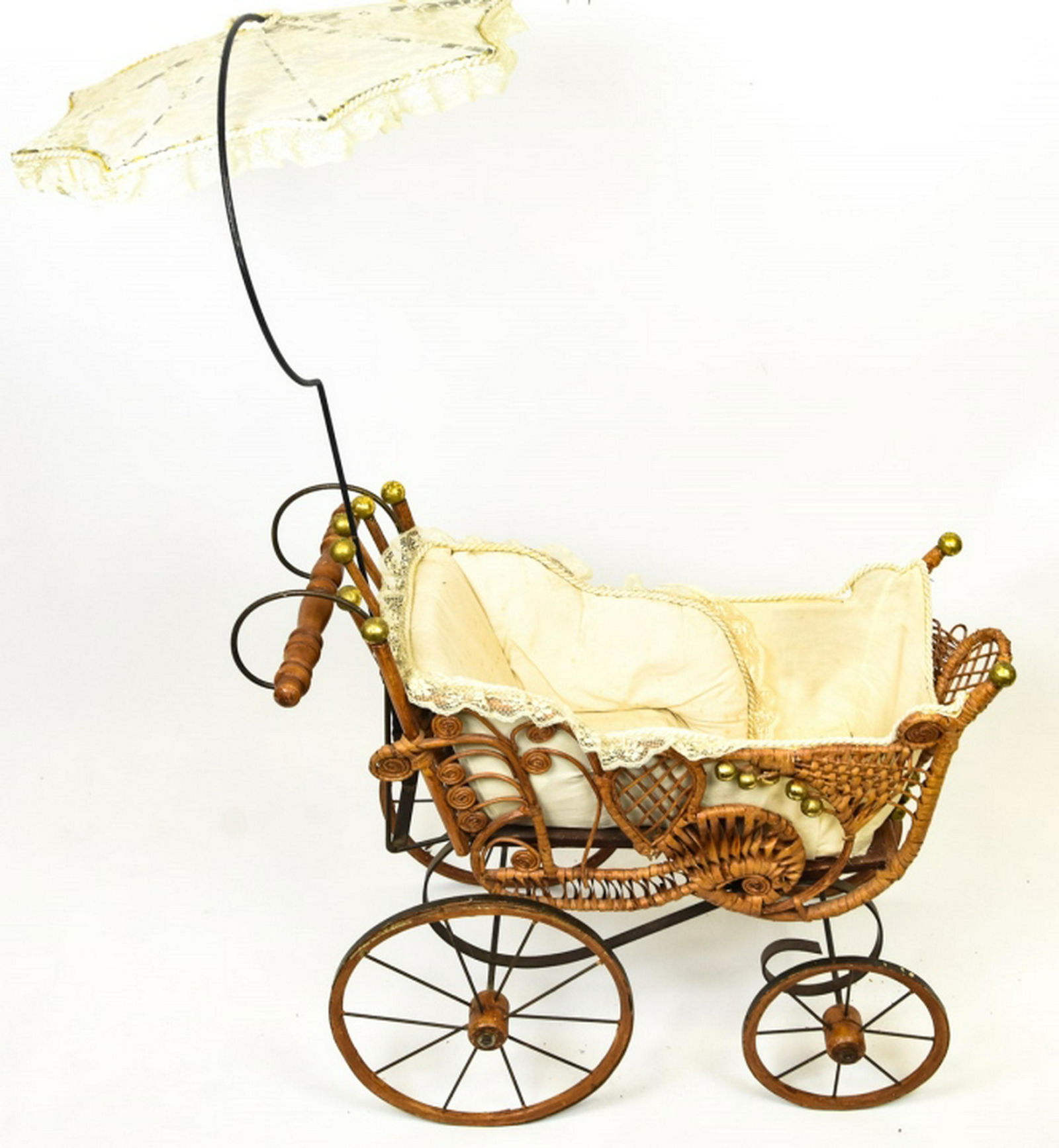 antique wicker doll stroller