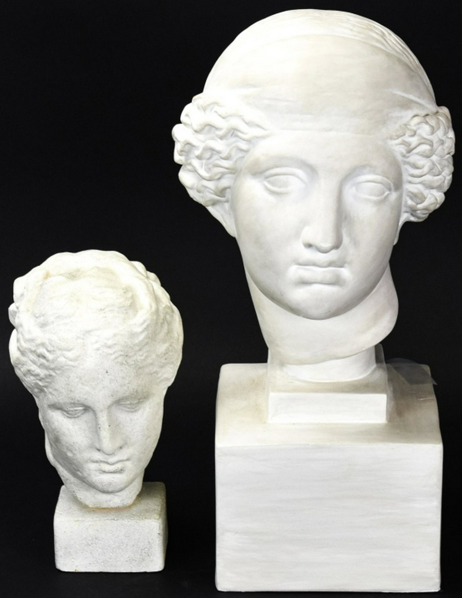 Pair Roman Greco Plaster Busts, Artimus and Woman (1 of 10)