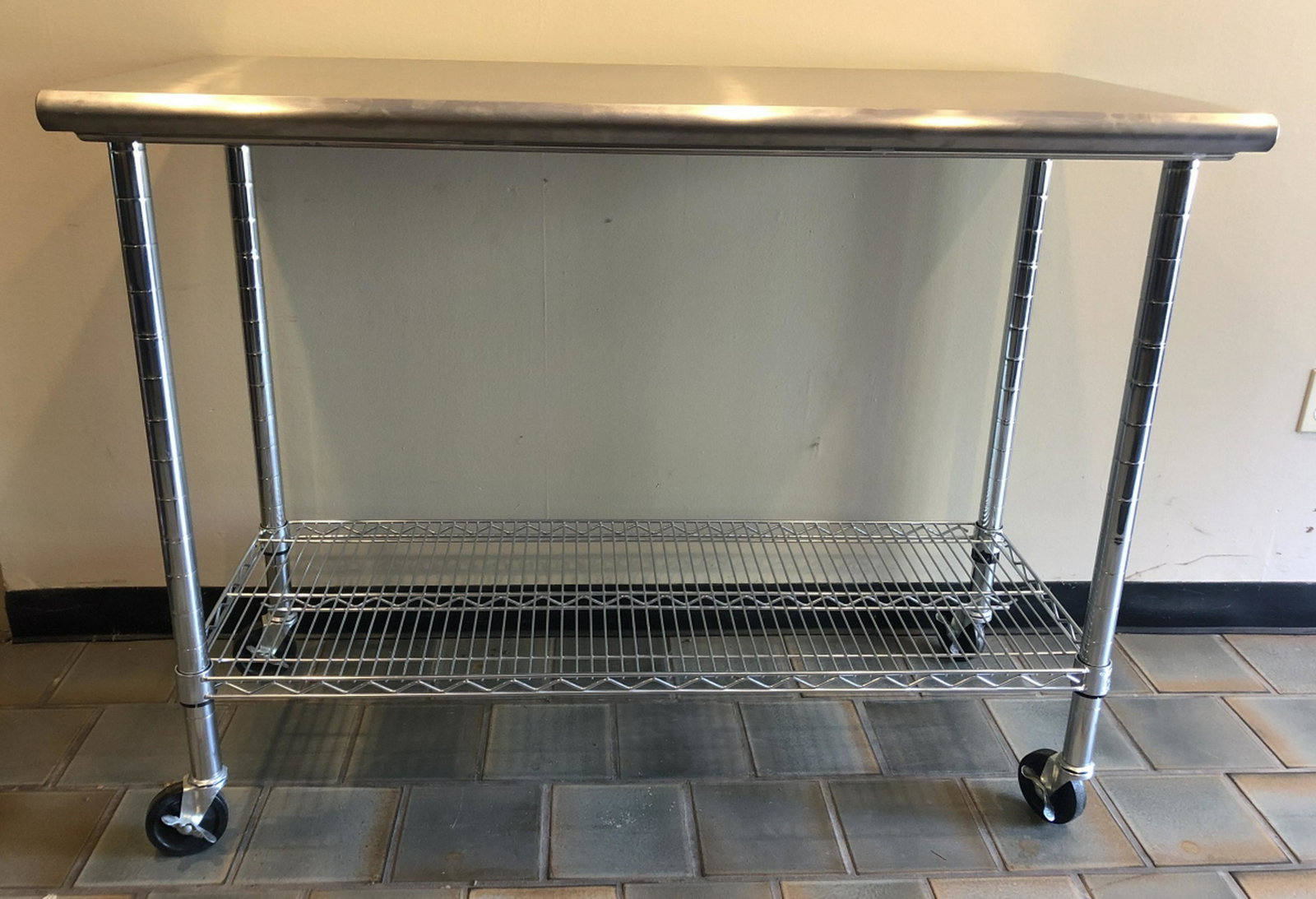 Stainless Steel Rolling Utility Table with Shelf (1 of 4)