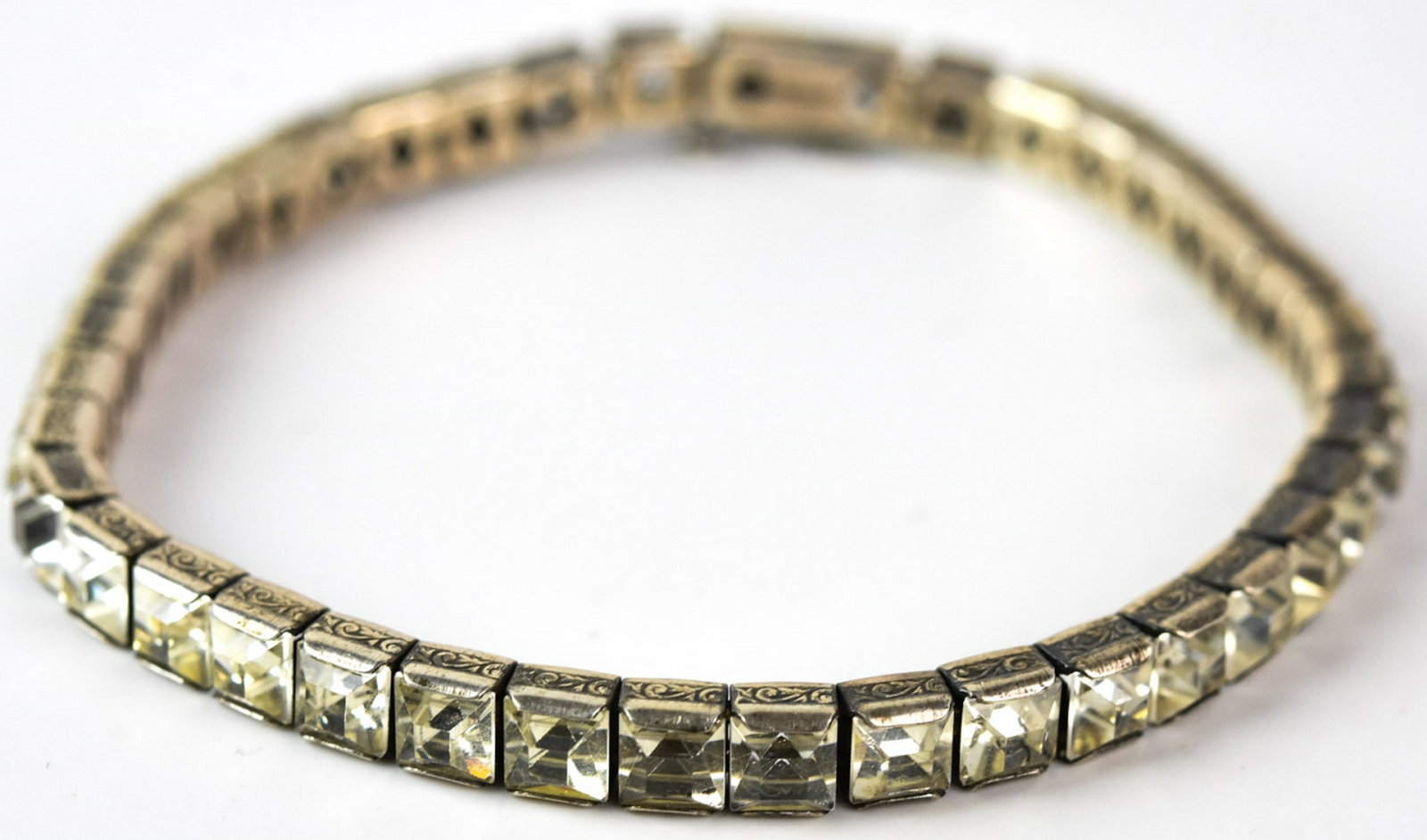 Art Deco Sterling Silver & Rhinestone Bracelet (1 of 6)
