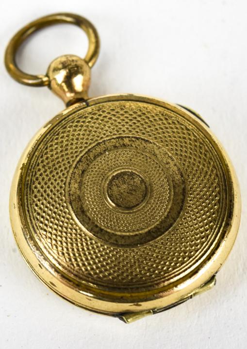 Antique 19th C Gold Topped Locket Necklace Pendant: Antique 19th C Gold Topped Locket Necklace Pendant. Measures just under 1.5 inches in length.
