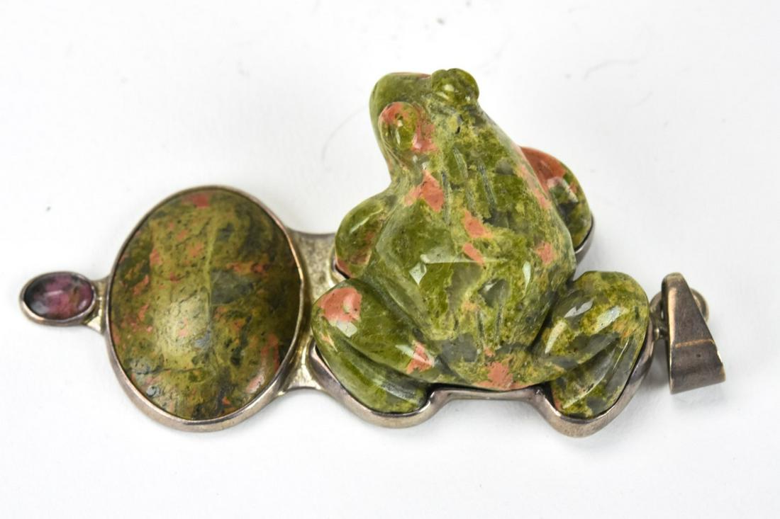 Vintage Gilbert Albert Sterling Frog Pendant: Vintage Gilbert Albert Sterling Frog Pendant. Hand made and carved sterling silver artisan necklace pendant. Signed Gilbert Albert. Original prize tag of $2,500. 2.5 inches in length.
