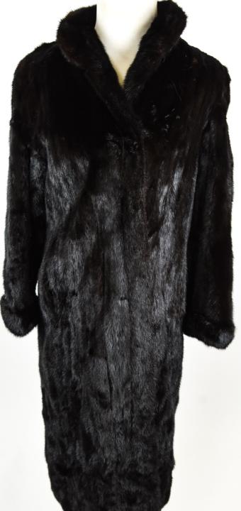 Full Length Mink Coat by Sklar Furs: Full Length Mink Coat by Sklar Furs. 16 inches across the back, 22 inches arm length, 47 inches length.
