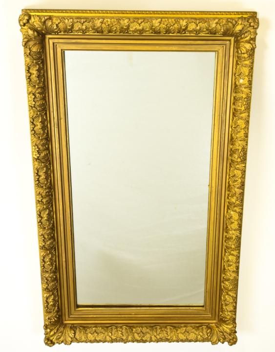 Antique Wood and Gesso Baroque Gilt Wall Mirror: Antique Wood and Gesso Baroque Gilt Wall Mirror. 31 inches x 18 inches