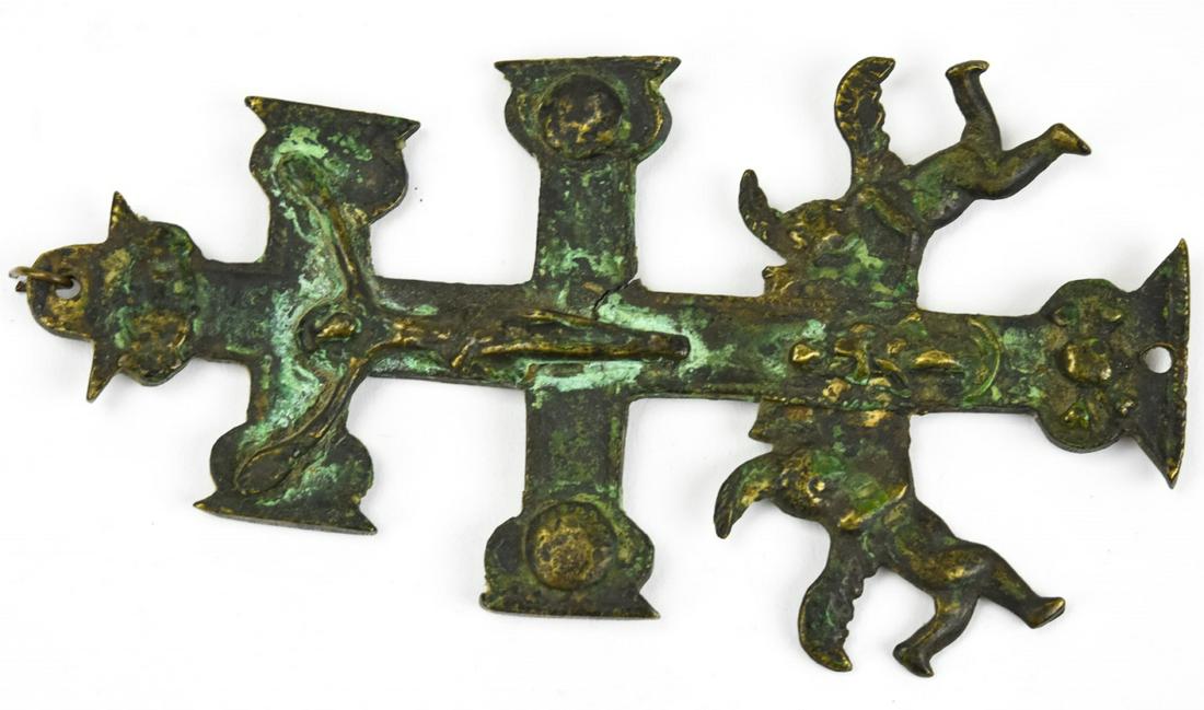 Antique 18th C Cast Bronze Continental Crucifix (1 of 6)