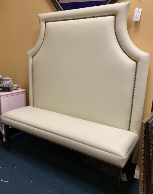 Contemporary White Leather High Back Settee (1 of 5)