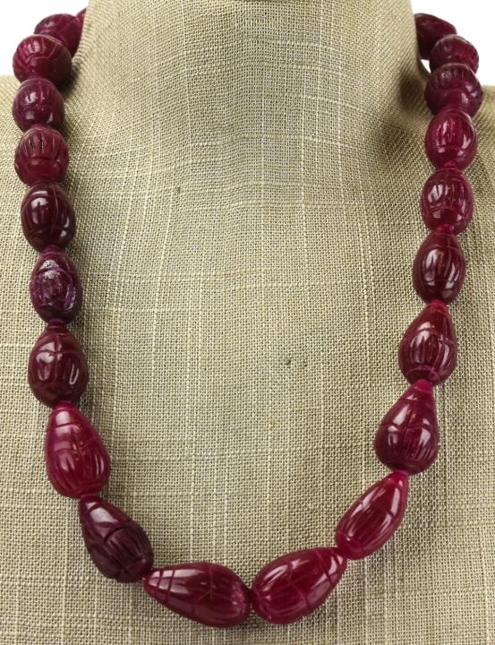 Indian Hand Carved Ruby Bead Necklace Strand (1 of 7)