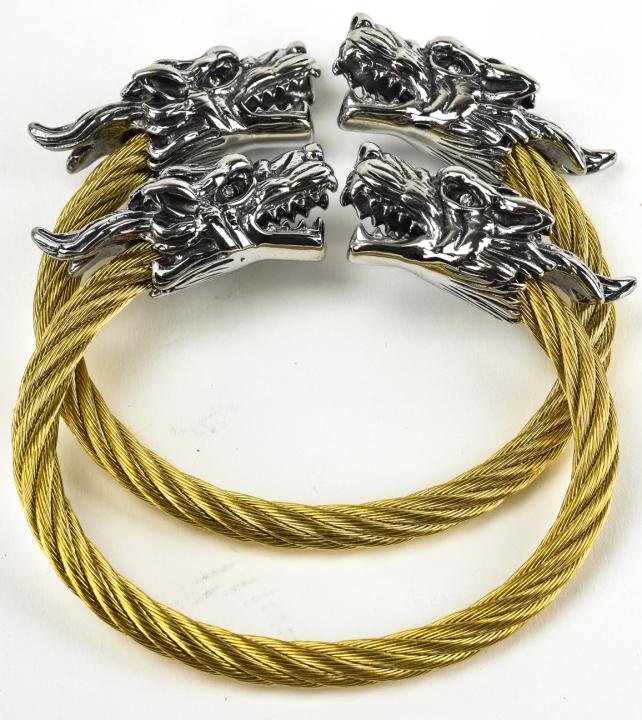 Pair of Two Tone Chinese Dragon Bangle Bracelets (1 of 7)