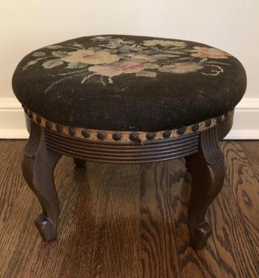 Victorian Carved Needlepoint Stool (1 of 3)