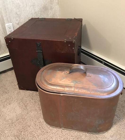 Steamer Style Storage Trunk & Copper Tone Tub (1 of 3)