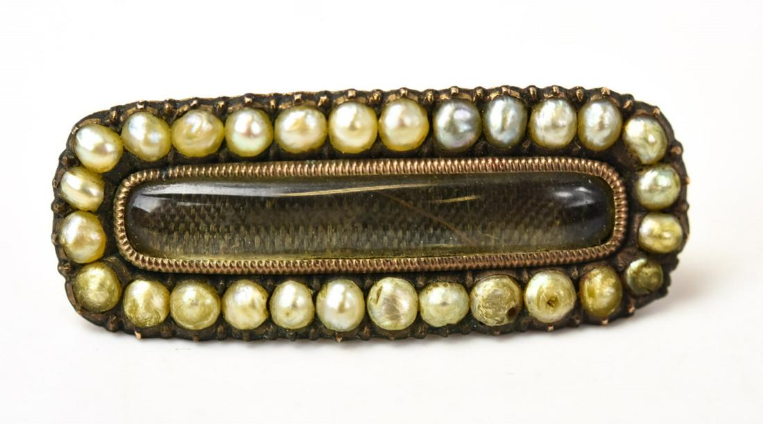 Antique Georgian C 1800 Seed Pearl Mourning Pin (1 of 5)