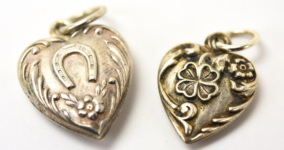 Two Vintage Sterling Silver Puffy Heart Charms (1 of 5)