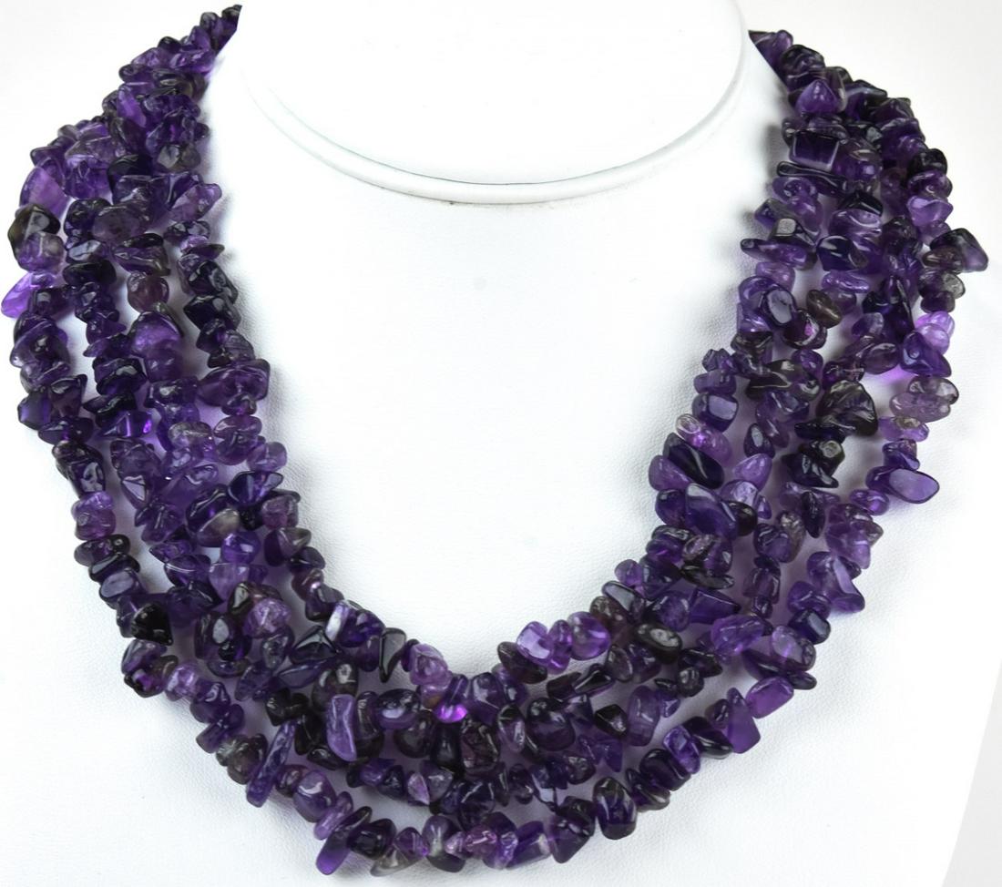 Four Strand Necklace of Tumbled Amethyst Beads (1 of 8)