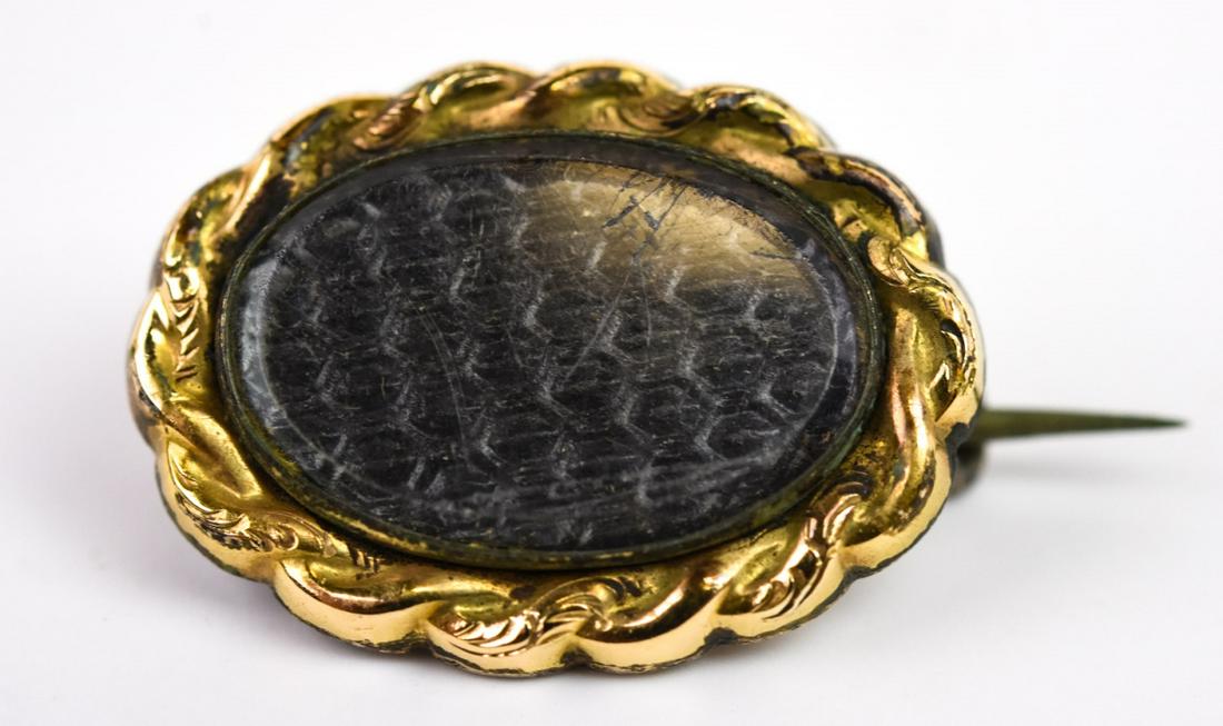 Antique 19th Century Mourning Locket Brooch: Antique 19th Century Mourning Locket Brooch. Measures 7/8 of an inch in length.