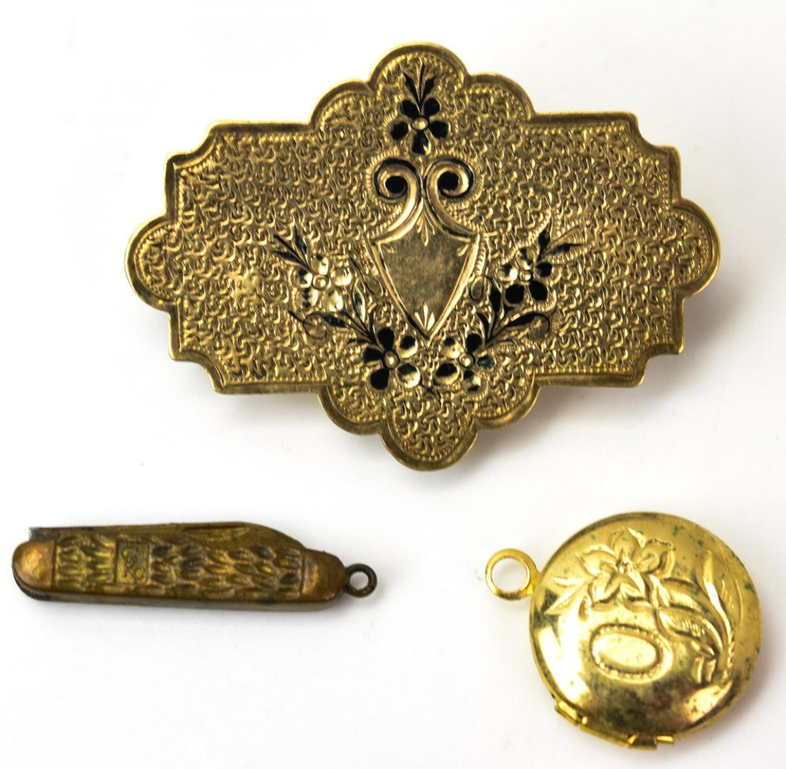 Antique 19th C Brooch w Locket & Mini Pocket Knife (1 of 8)