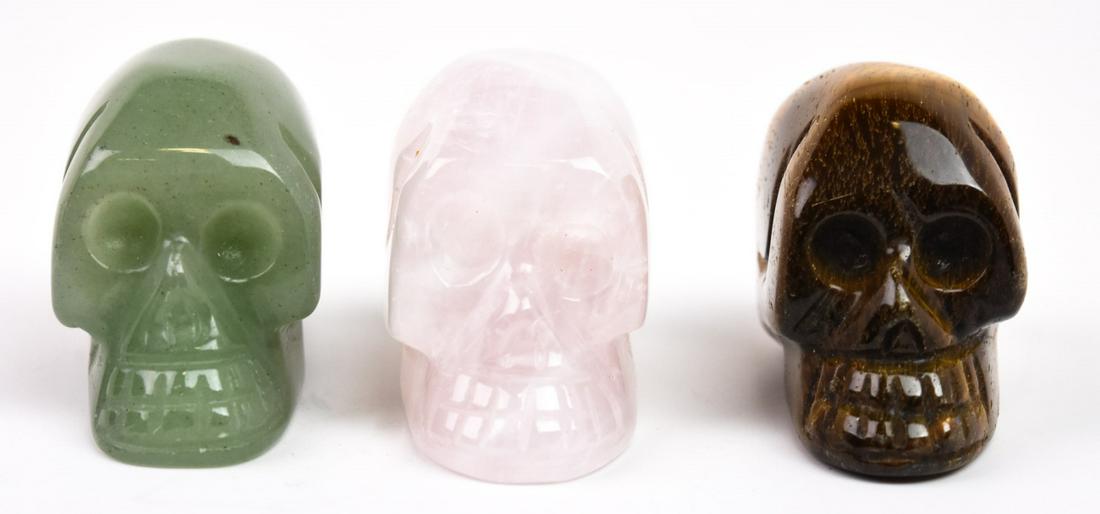 Set of 3 Hand Carved Hardstone Human Skulls (1 of 7)
