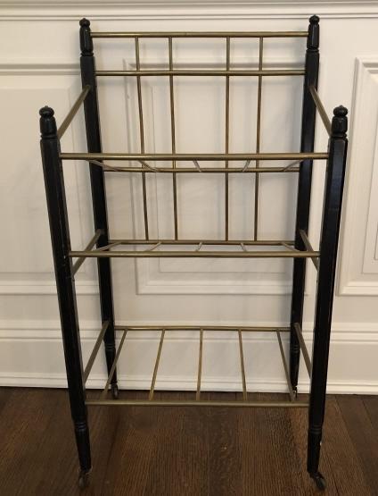 Mid Century Wood and Brass Book / Magazine Stand (1 of 3)