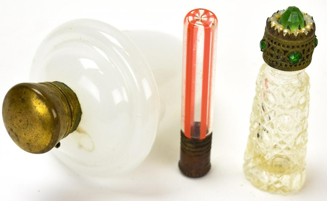 Three Antique Blown & Cut Glass Perfume Bottles (1 of 9)
