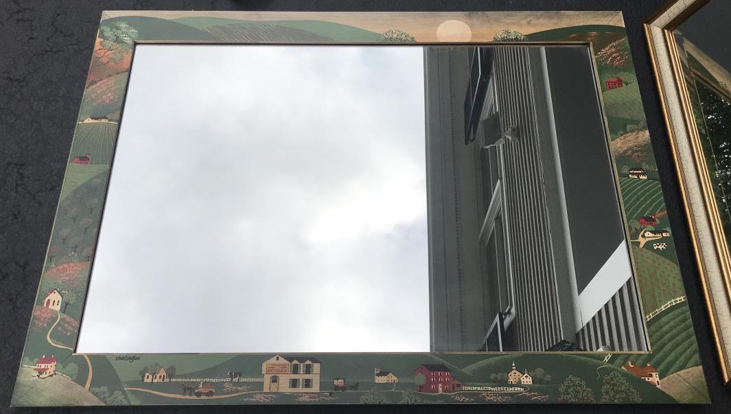 Hand Painted Folk Art Mirror Signed Huntington (1 of 4)