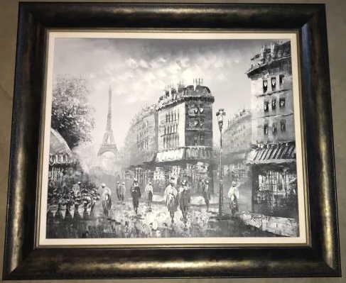 French Oil Painting Paris Scene w Eiffel Tower (1 of 4)