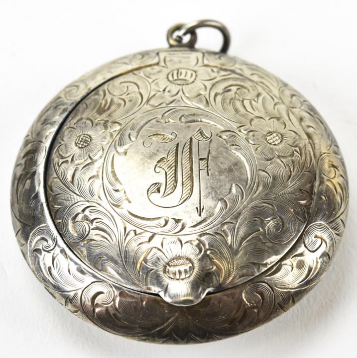 Antique Sterling Silver Pill Box Pendant (1 of 4)