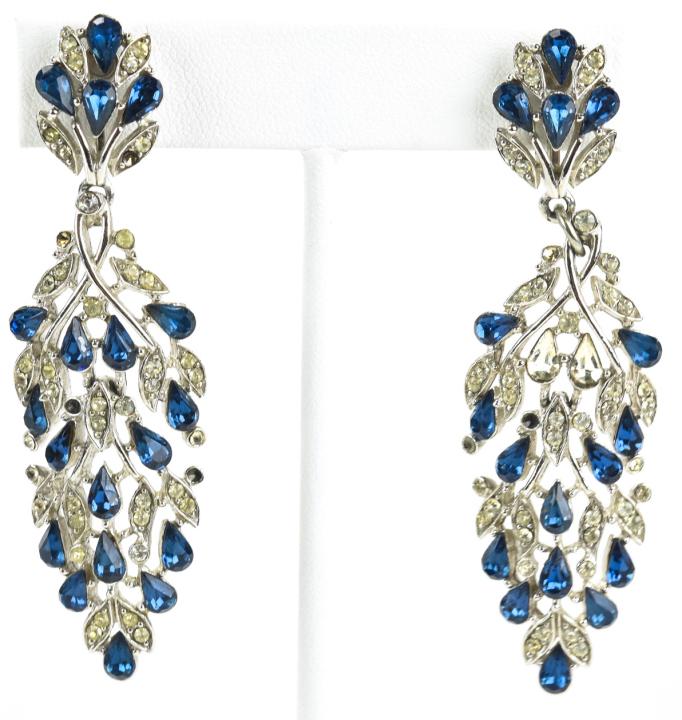 Large Vintage Trifari Rhinestone Pendant Earrings (1 of 3)