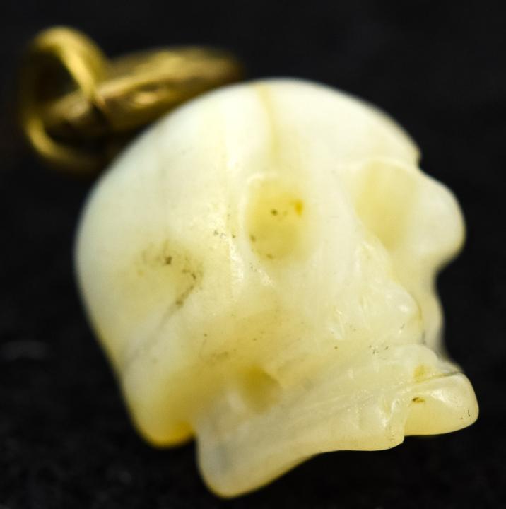 Antique Hand Carved Mother of Pearl Skull Pendant (1 of 6)