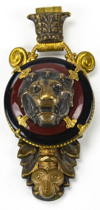 Large Vintage Necklace Pendant W Lion Head (1 of 5)