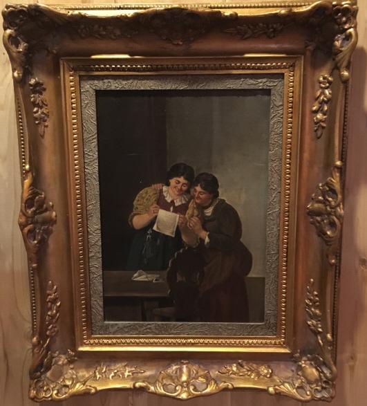 Signed Genre Scene Oil Painting of Two Women (1 of 6)