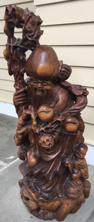 Chinese Hand Carved Wood Sculpture of Wise Man (1 of 7)