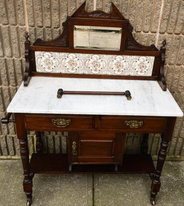 Aesthetic Movement Tile Back Vanity with Storage (1 of 8)