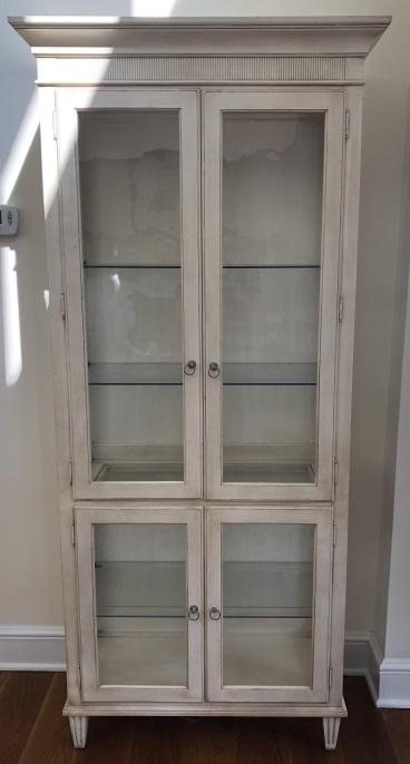 Country White Washed Glass Front Display Cabinet (1 of 4)