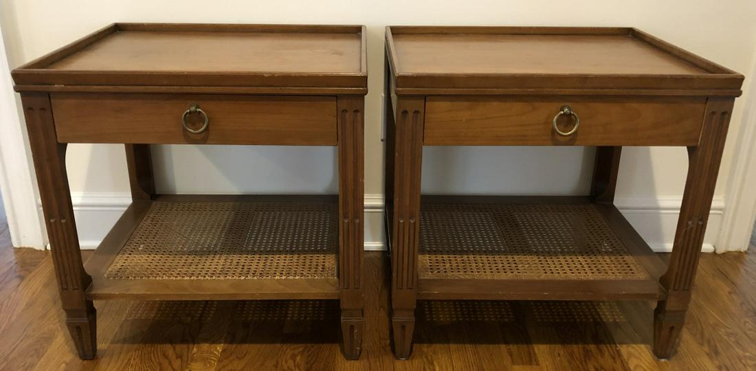 2 Baker Furniture Mid Century Caned Night Stands (1 of 3)