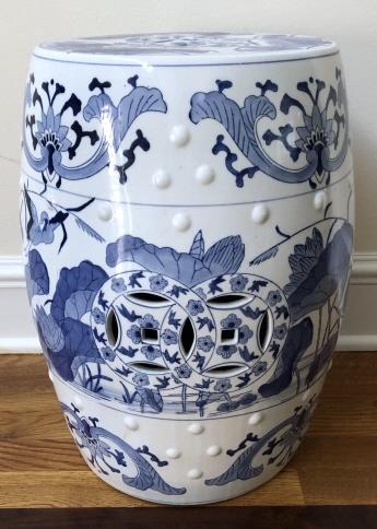 Canton Style Blue + White Porcelain Garden Stool (1 of 4)