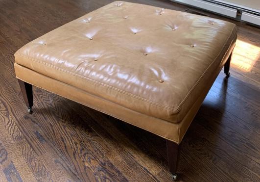 Large Contemporary Leather Ottoman Crate & Barrel (1 of 7)