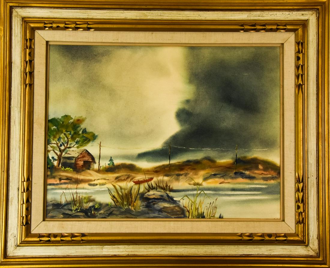 Mid Century Framed Seascape Watercolor (1 of 8)