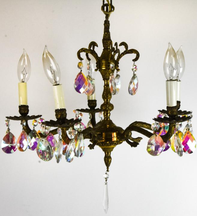 Neoclassical Style Gilded Bronze 5 Arm Chandelier (1 of 7)