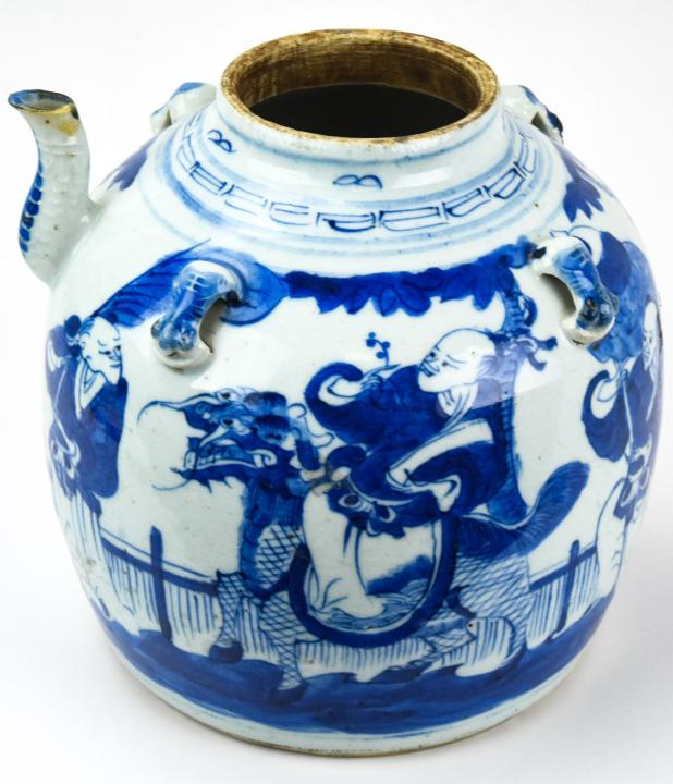 Antique Chinese Blue & White Teapot W Wax Seal (1 of 9)