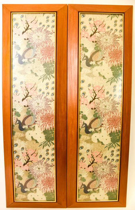 Pair Chinese Floral & Bird Silk Embroidered Panels (1 of 10)