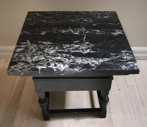 Antique Marble Top Black Painted End Table (1 of 3)
