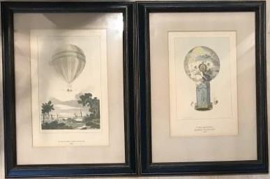 Pair Antique Framed Hot Air Balloon Prints (1 of 4)
