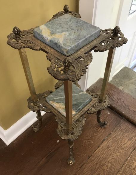 Gilt Ormolu Marble Two Tier Display Pedestal Stand (1 of 4)