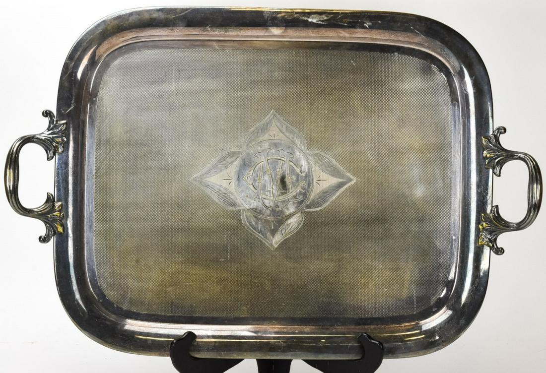 Antique Large Art Deco Style Silver Plate Tray (1 of 9)