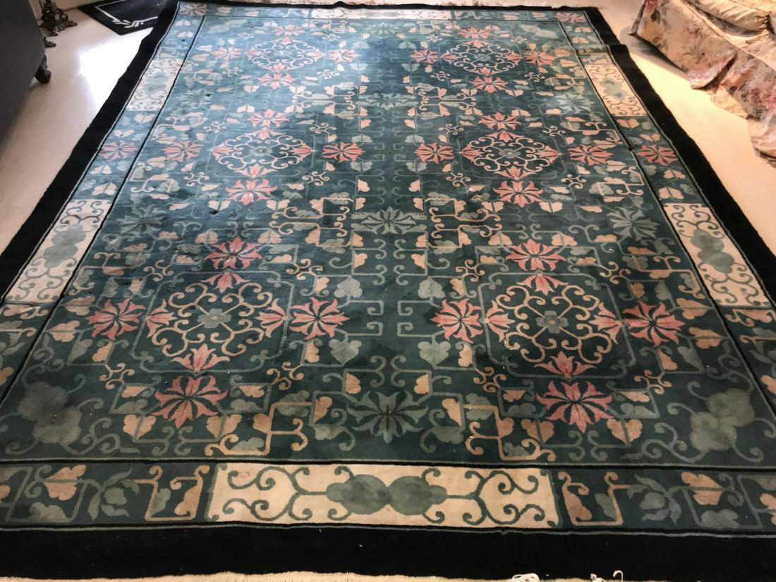 Hand Knotted Chinese Art Deco Style Wool Carpet (1 of 7)