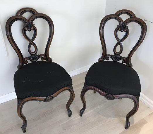 Pair Antique 19th C Carved Side Chairs (1 of 4)