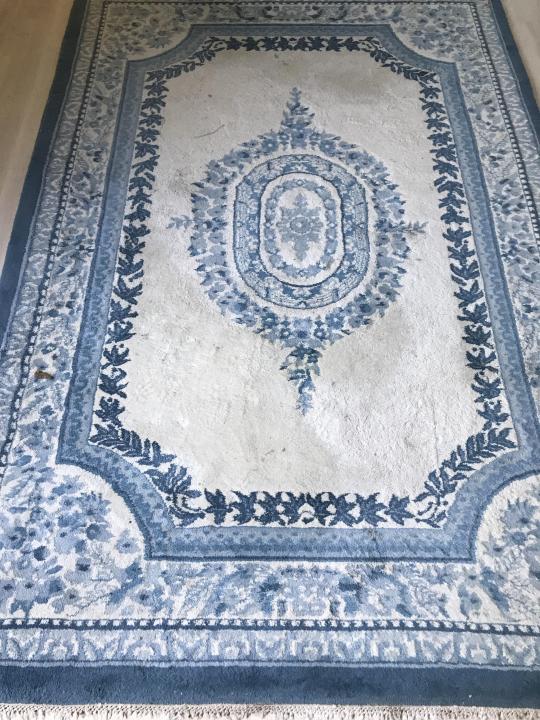 Contemporary Blue & White Hand Knotted Carpet (1 of 4)
