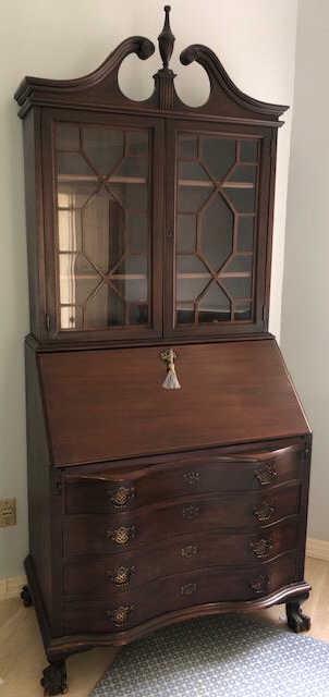 Vintage Mahogany Regency Glass Secretary Desk (1 of 7)