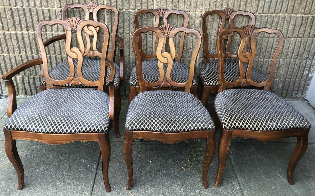 Set Vintage French Provencal Carved Dining Chairs (1 of 5)