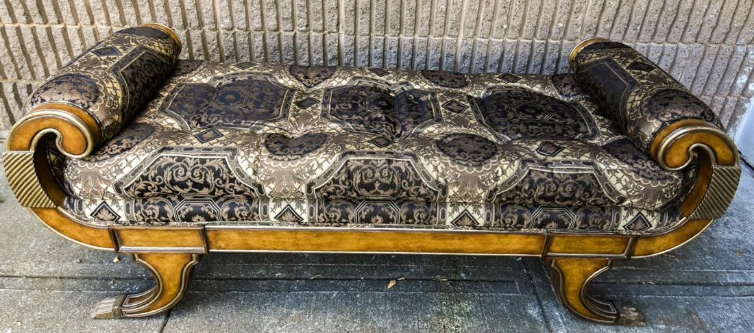 French Style Silk Upholstered Bench / Settee (1 of 9)